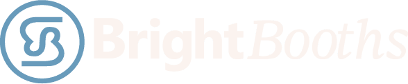 A blue circular logo with the letters B and S intertwined inside, followed by faint, almost invisible text that appears to say BrightBooks on a light background—perfect for a modern photo booth rental brand.